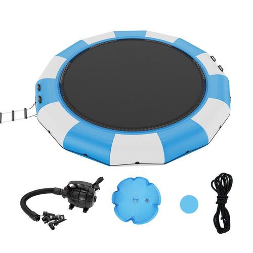 Wassertrampolin Deluxe - Aufblasbarer Sprungspaß für den Pool - 4,57 m Sprungfläche - Abriebfest und Wasserdicht - Tragfähigkeit 360 kg - Blau/Weiß