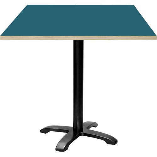 Tisch 70 x 70 cm – Bazila-Modell, Kanten aus preußischblauem Holz