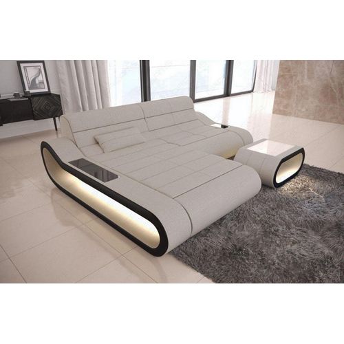 Stoffsofa Concept kurz mit Licht USB Webstoff Strukturstoff