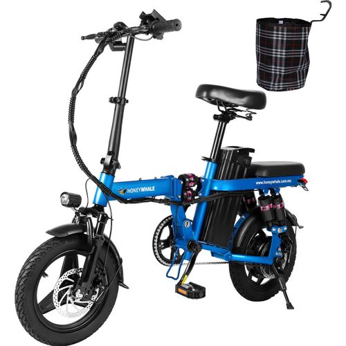 Elektrofahrrad 14 Zoll 48V 15Ah City Klappbar E-Bike Elektrofahrräder 25km/h Elektrofahrrad E-Faltrad blau
