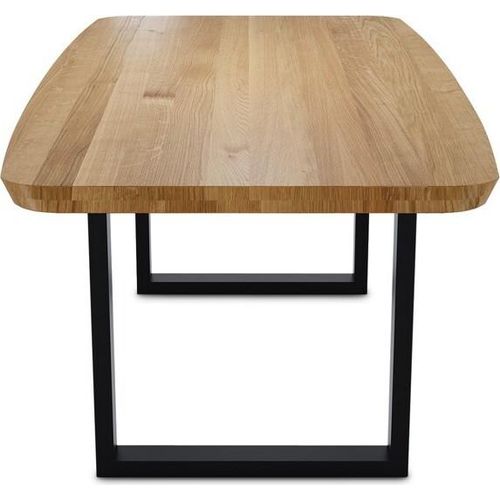 Esstisch Porto 140x90 Wildeiche mit organischer Kante und Metall-Kufen