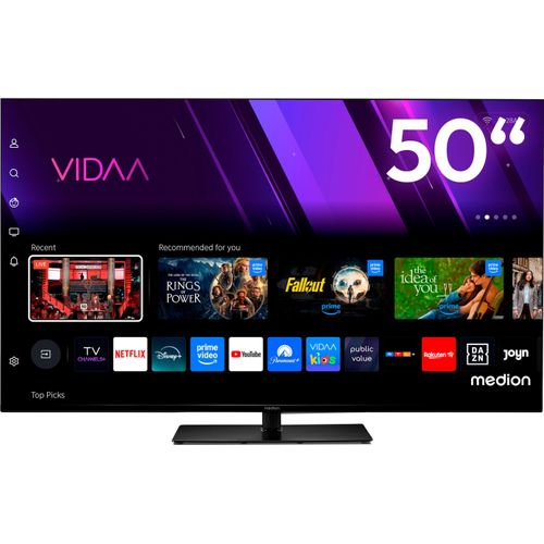 MEDION 125,7 cm (50 Zoll) Fernseher (Smart-TV, Dolby Vision HDR, VIDAA Store, Prime Video, Disney+, DAZN, Paramount+, HbbTV, PVR, Bluetooth, MD 850300)
