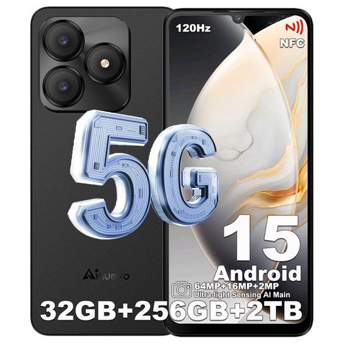 Neo S25 Pro 5G Handy Ohne Vertrag Android 15, 32GB+256GB/TF 2 TB, 6.75" 120Hz Smartphone 5280mAh 64MP AI Kamera, 4K Video/NFC/Dual SIM/Face ID,Schwarz