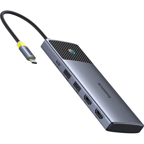 Baseus Metal Gleam Serie II 7-in-1 USB-C Hub: Vielseitige Hochleistungsanschlsse fr USB-C PD100W, Dual HDMI 4K, USB-A 3.0 und USB-C 3.0, optimiert fr alle Gerteanforderungen