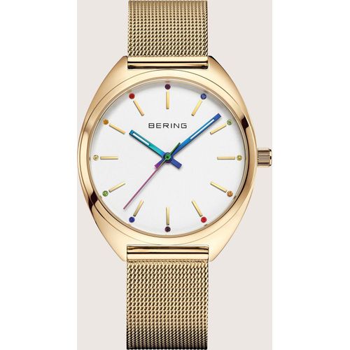 Damen/Herrenuhr mit beiliegendem buntem Stoffarmband - Bering Modell: 127220-36-334
