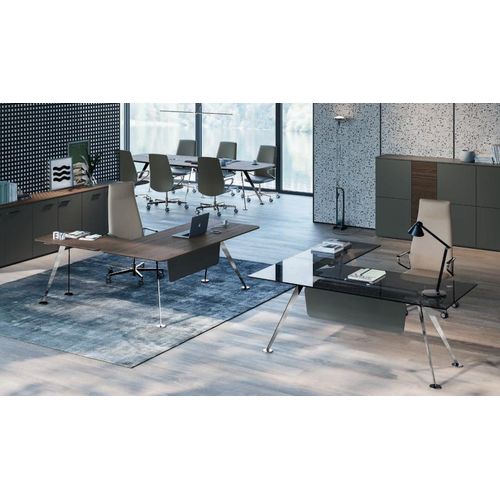 Eckschreibtisch Bürotisch Computertisch Büromöbel Designermöbel Glastisch Neu