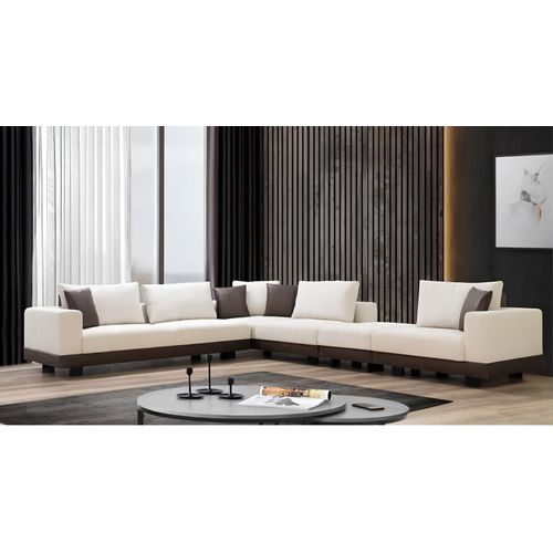 Wohnzimmer Ecksofa Luxus L-Form Couch Textil Möbel Holzgestell Stilvoll