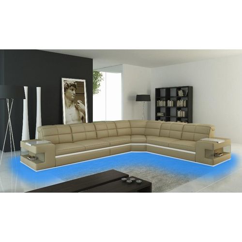 Ledersofa Designersofa Ecksofa Couch Polster Sofa Eckgarnitur mit Beleuchtung