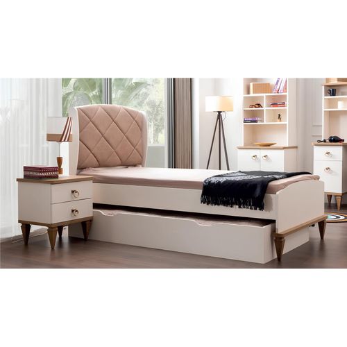 Kinderzimmer Set Beige Kinderbett Nachttisch Jungzimmer Design Modern Neu 2tlg.