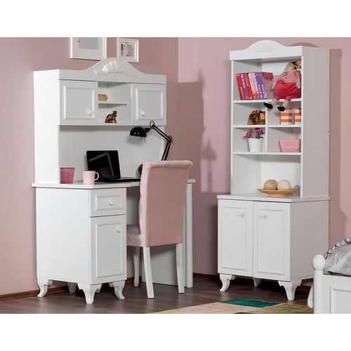 Kinderzimmer Set Weiß Elegantes Schreibtisch Design Bücherregal Holz Möbel Neu