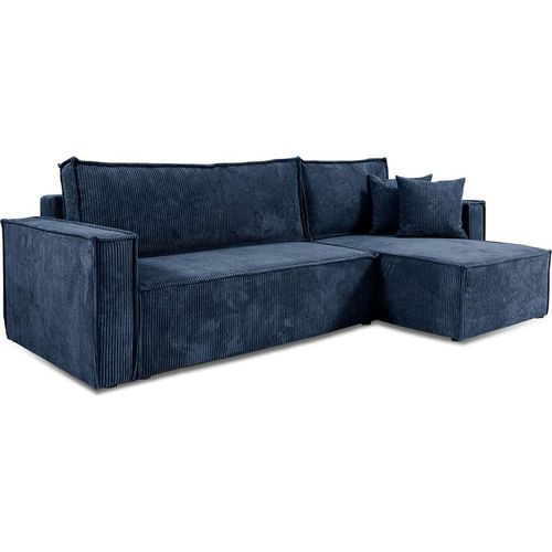 Ezekiel Ecksofa, umkehrbar, 3-Sitzer, Cord Blau