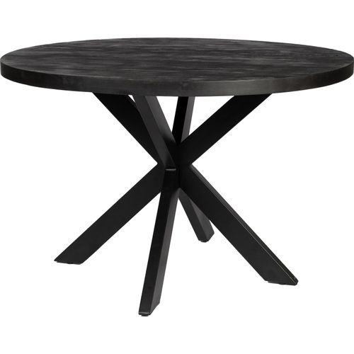 Zita Home EL - Esstisch - 100cm rund - schwarz - Massivholz Metall Kreuzbein