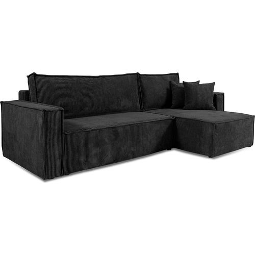 Ezekiel Ecksofa, umkehrbar, 3-Sitzer, Cord Schwarz