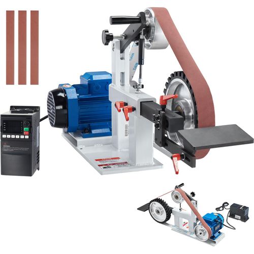 VEVOR Bandschleifmaschine, 72 x 2 Zoll Bandpolierer mit variabler Geschwindigkeit und VFD, 1500 W 2 PS Polier- und Schleifmaschine mit 3 Schleifformen und 3 Schleifbändern