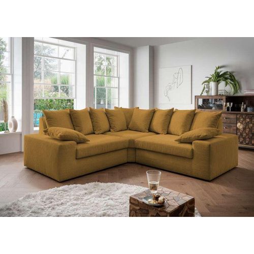 Ecksofa Sassari von Benformato: Gemütliche Eleganz in Cord - Perfekte Kuschelecke für dein Zuhause : Gold Designer-Farben: Gold