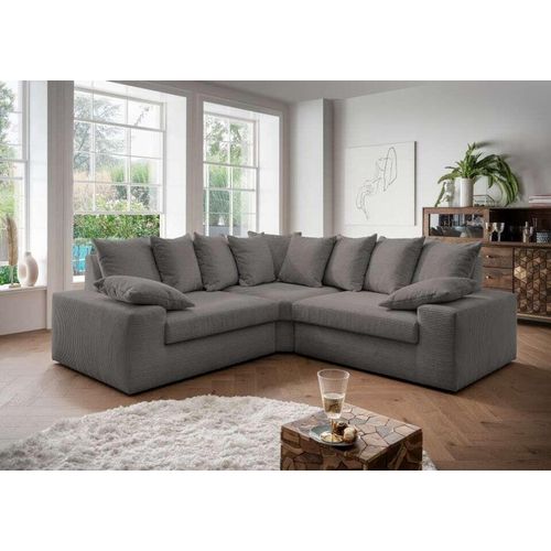 Ecksofa Sassari von Benformato: Gemütliche Eleganz in Cord - Perfekte Kuschelecke für dein Zuhause : Grau Designer-Farben: Grau