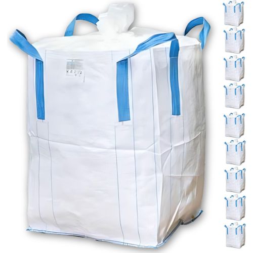 BIG BAG 90x90x110 cm Groß - BigBag mit Füllschürze (10er Pack) - Hohe Stabilität bis 1500 kg, Entsorgung des BigBags mit 4 Schlaufen (13,10 / Stück)