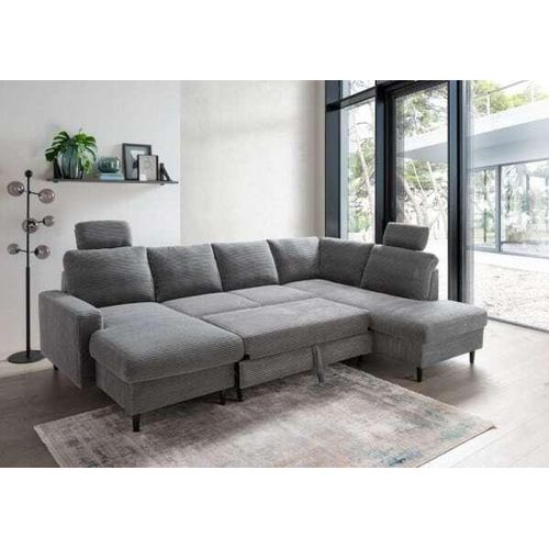 Wohnlandschaft Passo: Komfort & Schlaffunktion in grau & dunkelgrau : vorstehend rechts : Grau Ausrichtung: vorstehend rechts Farbe: Grau