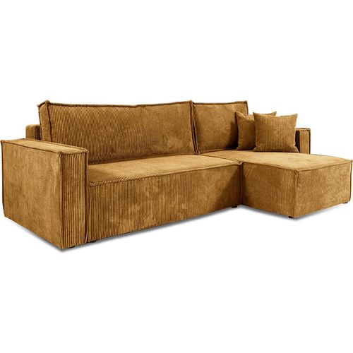 Ezekiel Ecksofa, umkehrbar, 3-Sitzer, Cord Gelb