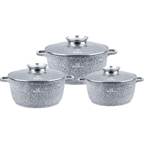 Topf-Set Set mit großen Steintöpfen in 3 verschiedenen Größen, 10L / 14L / 19L, ideale für die Zubereitung von Mahlzeiten für eine große Familie