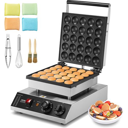 VEVOR Mini-Pfannkuchenmaker kommerzielle Dutch Mini Pfannkuchen Maschine, 25 Stk., 43 mm Durchmesser, Dorayaki-Backmaschine, 1700 W, Temperatur- und Zeitregelung, in Küchen,