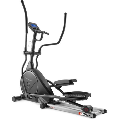 Hop-Sport Crosstrainer HS-160CF Stage mit 12 Trainingsprogrammen, Crosstrainer für Zuhause mit Transportrollen Grau