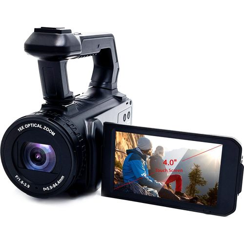 ZELURXX Kameras, mit Nachtsicht und Bildstabilisierung, Camcorder, 16x optischer Zoom, 4,0 Zoll, 2,7K, 48MP, Digitalkamera, 19 x 8 x 8,5 cm, Schwarz