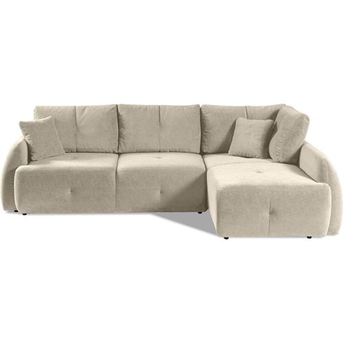 BETTSO Komfortables Ecksofa mit Schlaffunktion und Bettzeugablage PATAYA weiß