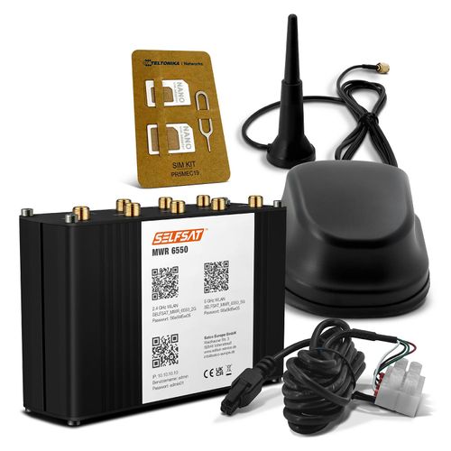 SELFSAT MWR 6550 5G Cat 20 WiFi 6 WLAN Router bis 3,4 Gbps inkl. SELFSAT 5G Antenne schwarz