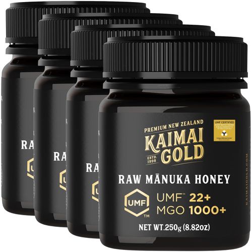 Kaimai Gold MGO 1000+ / UMF 22+ Manuka Honig * 4x 250g Premium Monofloral UMF® Certified Neuseeland ManukaHonig * 800 820 829 830 850 1046 1122 1200