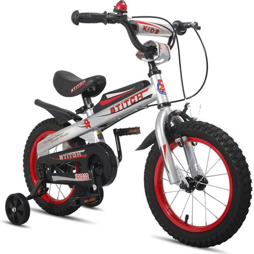 HILAND Knight 16 Zoll Kinderfahrrad (Kinder 2-7 Jahre) Fahrrad mit Klingel Handbremse Schutzbleche, Silber