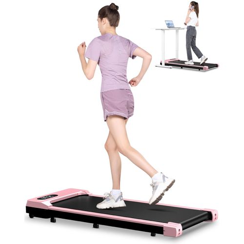 Laufband-Laufmatte - Heim-Laufbänder mit Geschwindigkeit 1-8 km/h - Silent Motor Booster - Laufband unter Tisch - rosa