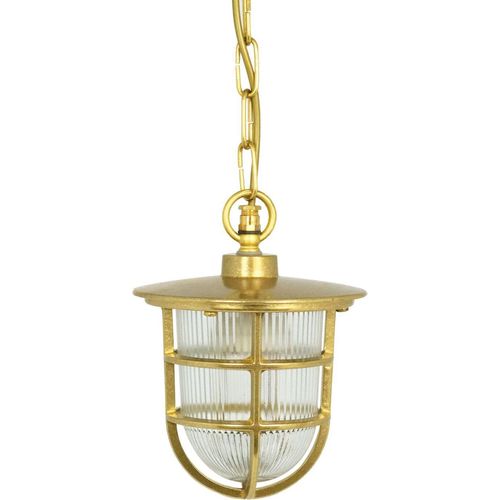 Außenlampe Messing Glas H: max. 75 cm IP44 in E27 rund Maritim Hängelampe außen