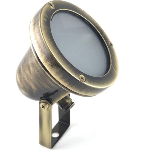 Außenlampe Glas Echt-Messing GU10 IP64 10 cm in Messing antik Vintage Stehleuchte außen