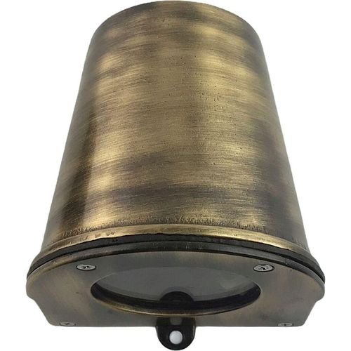 Außenlampe Wand Messing Glas H: 10 cm IP54 in antik GU10 Vintage Außenwandleuchte