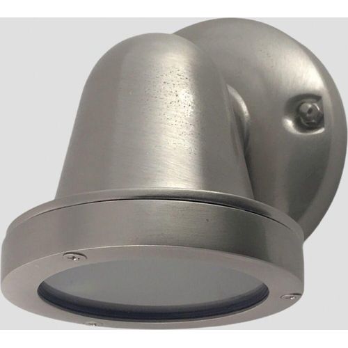 Außenlampe Wand Echt-Messing Glas GU10 IP64 H: 14 cm Nickel matt Maritim