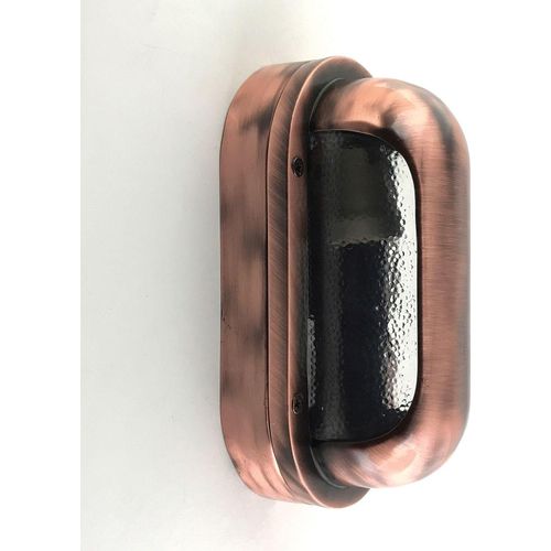 Außenlampe Wand Messing massiv Glas 23 cm hoch IP64 in Kupfer antik E27 Maritim Ovalleuchte