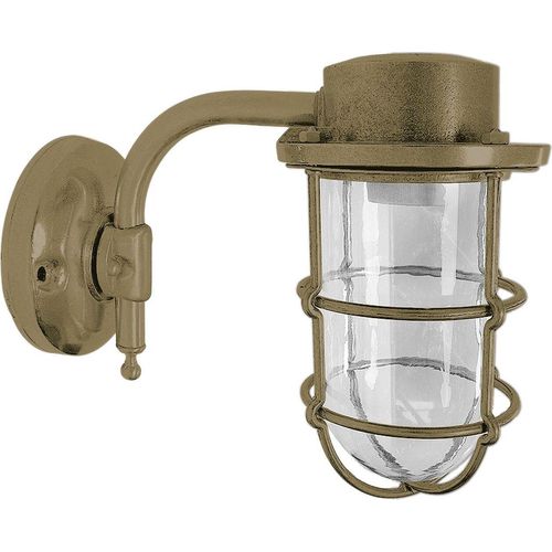 Außenwandlampe Messing massiv Glas E27 IP44 H: 21 cm in Maritim Wandlampe außen