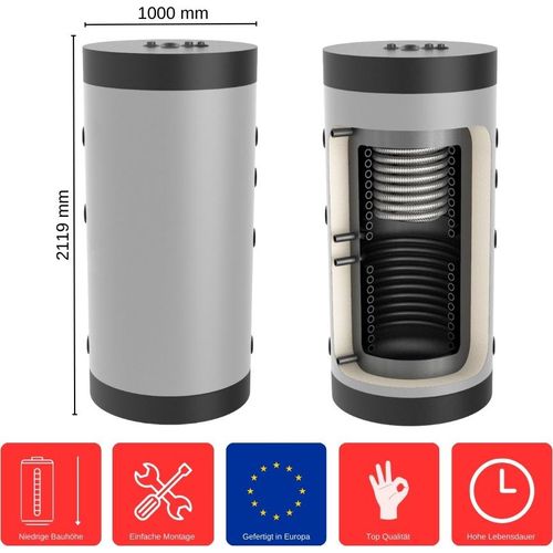 Hygiene-Kombispeicher 1000 L HK-2-1000 Standspeicher Warmwasserspeicher Boiler