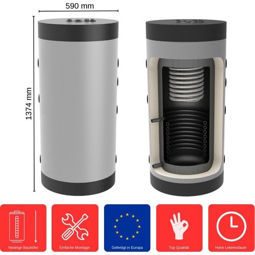 Hygiene-Kombispeicher 200 Liter HK-1-200 Standspeicher Warmwasserspeicher Boiler