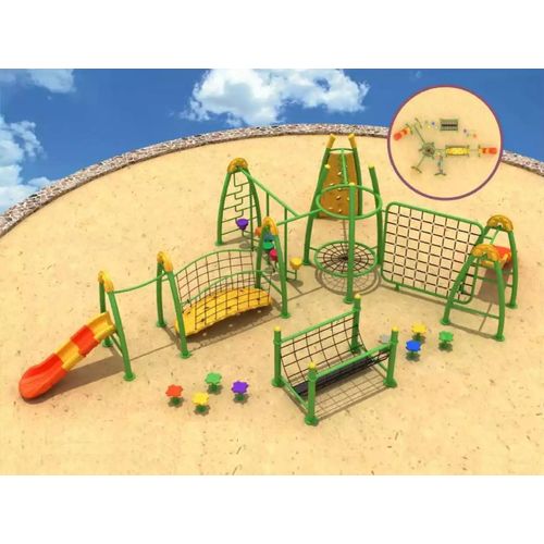 Outdoor Sportplatz für Kinder Spielturm Rutsche Kletterwand Bunter Spielplätze
