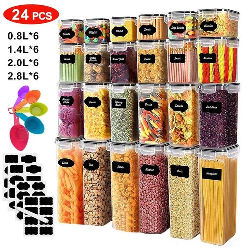 24-teiliges Aufbewahrungsbehälter-Set, Aufbewahrungsboxen mit Deckel, Schüttgutbehälter und Lebensmittelbehälter, große Aufbewahrungsbehälter für die