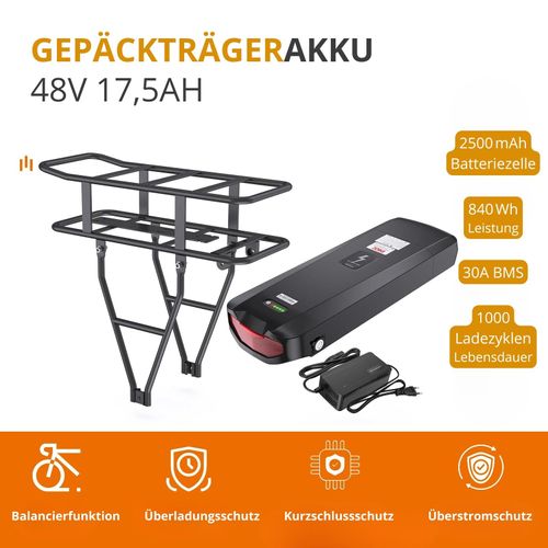 48V 17.5Ah eBike Akku – 840Wh Hailong Batterie mit BMS & Schutzsystem