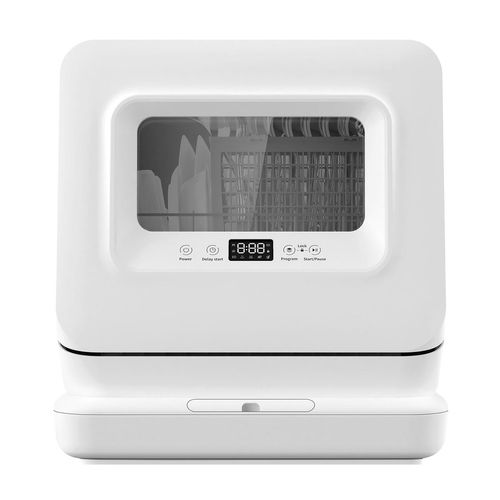 Geschirrspüler mit 5 Programme Wasserenthärter 360° Sprüharme 5,7L Wasserverbrauch Mini Tischgeschirrspüler Tischspülmaschine