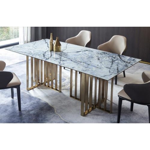 Design Tisch Edelstahl Büro Konferenz Esszimmer Wohnzimmer Marmor Farbe Möbel