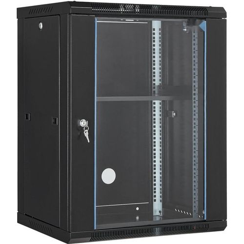 15U Netzwerkschrank Serverschrank 457,2mm Wandgehäuse Server Rack Schwarz - Rackmount Servergehäuse für sichere Serverlagerung - Ideal für Büros und Rechenzentren