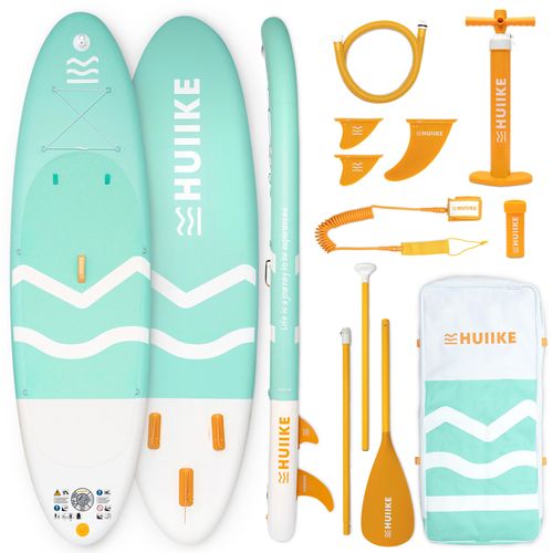 HUIIKE Stand Up Paddling Board mit Zubehör, Paddel, Finnen, Pumpe, Paddle Sup Board Aufblasbar Hohe Stabilität und Widerstandsfähigkeit. 305 x 84 x