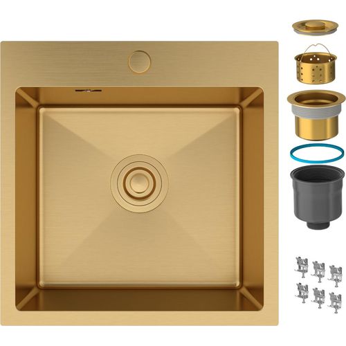 Stahlspüle Gold Einschalen-Küchenspüle Manueller Siphon Bari46