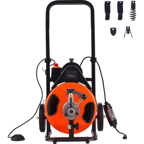 SucceBuy Elektrischer Rohrreiniger, 100 FT x 3/8 Zoll Rohrspirale mit automatischer Zuführung