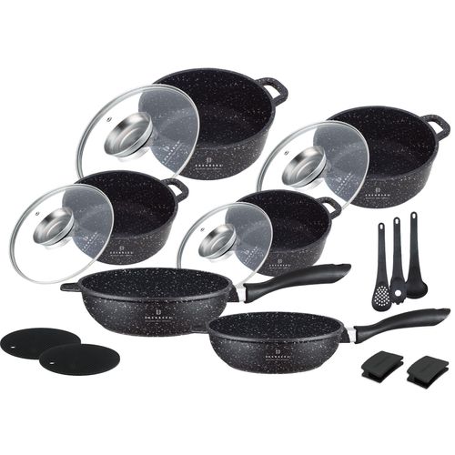 Topfset, 4 Töpfe, 2 Pfannen + Küchenzubehör, Silikonfüße,Induktion,Deckel EB8181